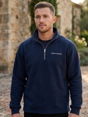Men's Navy Half-Zip Pullover Sweater